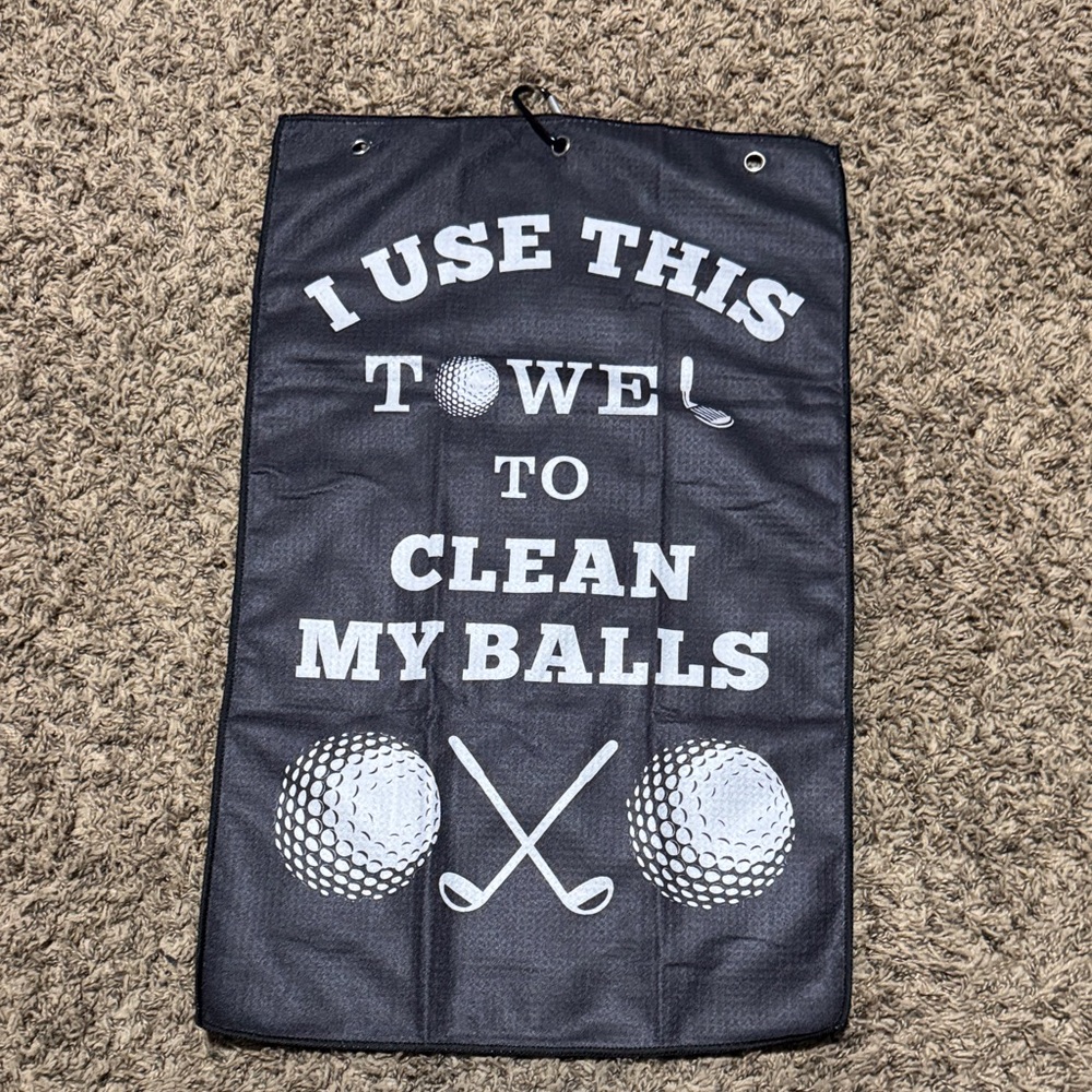 Black Golf Towel with Humorous Print
